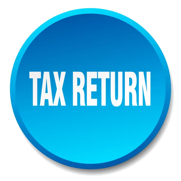 Retorno de imposto azul rodada plana botão isolado —  Vetores de Stock