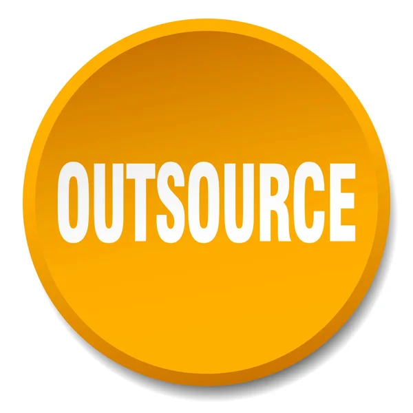 Outsource orange round flat isolated push button — Stock Vector