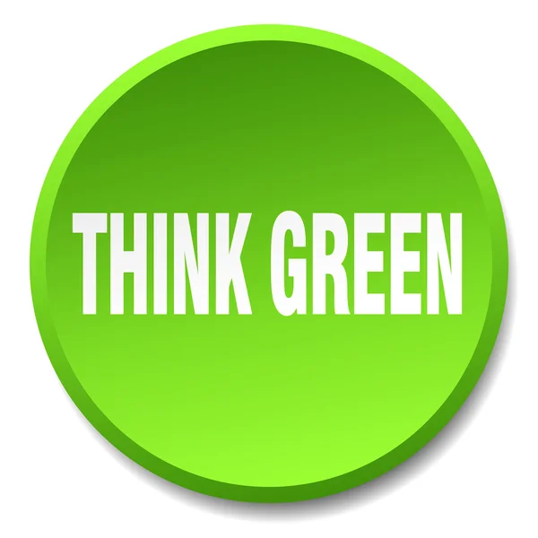 Think green round flat isolated push button — стоковый вектор