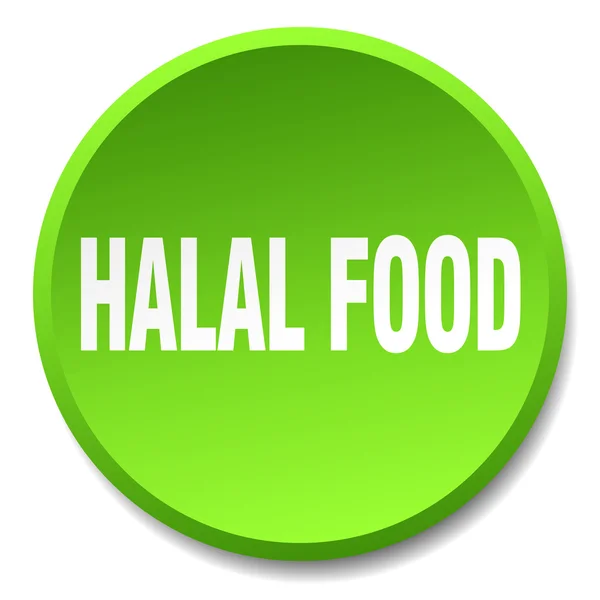 Halal Τροφίμων πράσινο στρογγυλή επίπεδη απομονωμένες μπουτόν — Διανυσματικό Αρχείο
