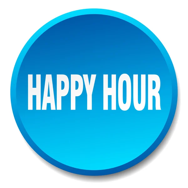 Happy hour bleu rond plat isolé bouton poussoir — Image vectorielle