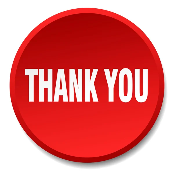 Thank you red round flat isolated push button — Stock Vector