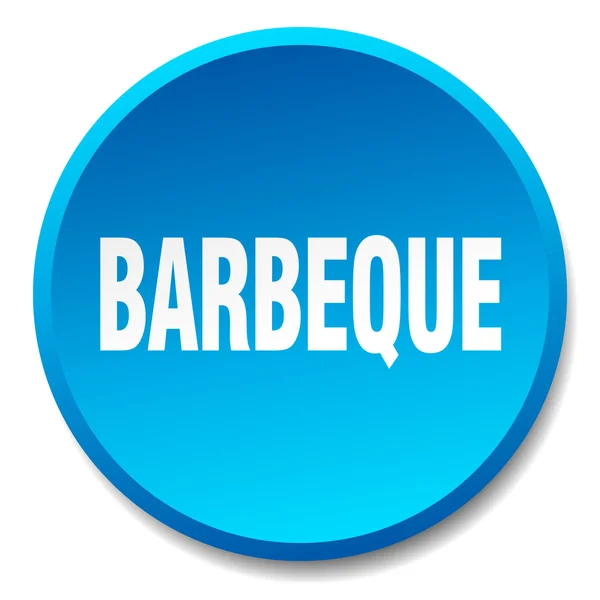 Barbecue bleu rond plat isolé bouton poussoir — Image vectorielle