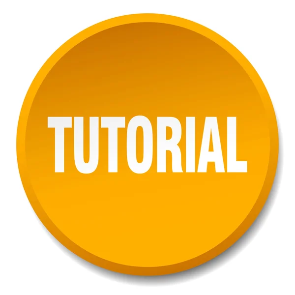 Tutorial naranja ronda plana pulsador aislado — Vector de stock