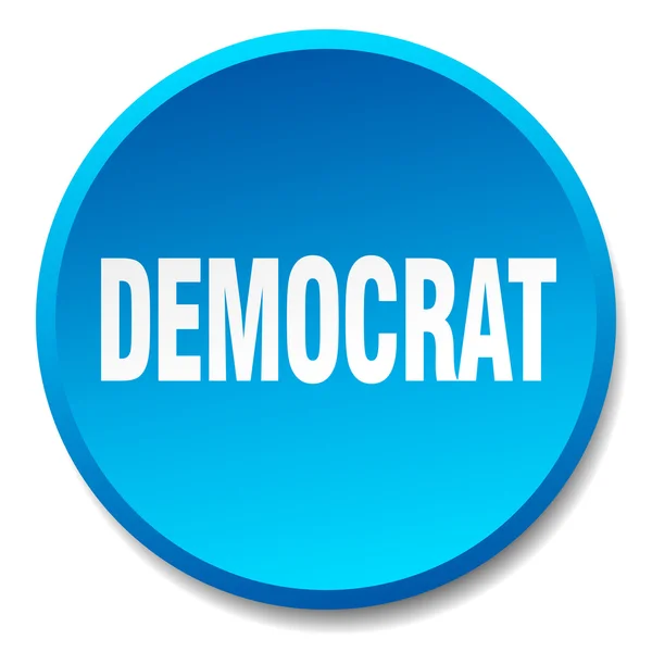 Democrat azul rodada plana botão isolado —  Vetores de Stock