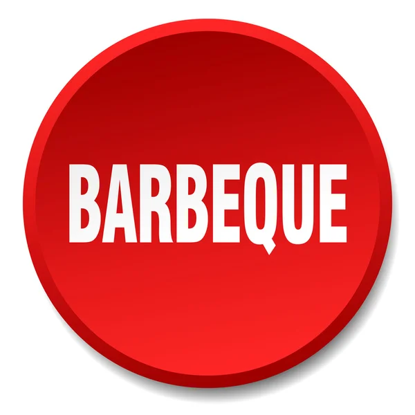 Barbecue rouge rond plat isolé bouton poussoir — Image vectorielle