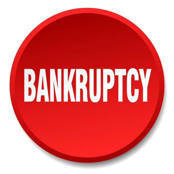 Bancarrota vermelho redondo botão isolado plana — Vetor de Stock