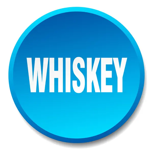 Whiskey blau rund flach isolierter Druckknopf — Stockvektor
