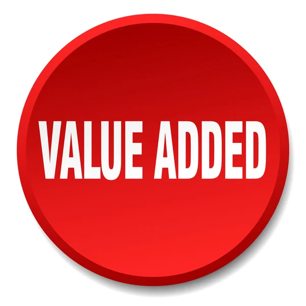 Valor adicionado botão de pressão isolado plano redondo vermelho — Vetor de Stock