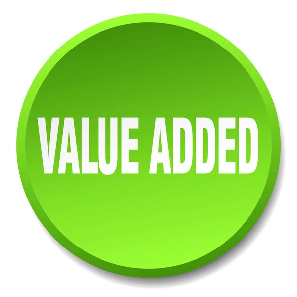 Přidaná hodnota zelené kulaté ploché izolované tlačítko — Stockový vektor