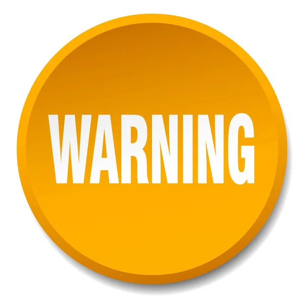 Warning orange round flat isolated push button — Stock Vector