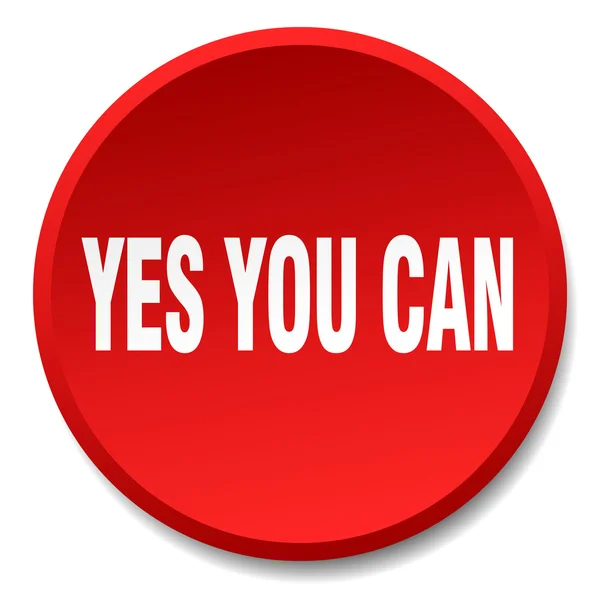Yes you can red round flat isolated push button — Stock Vector