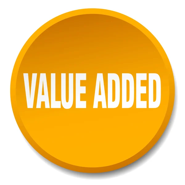 Valor adicionado laranja rodada plana botão isolado —  Vetores de Stock