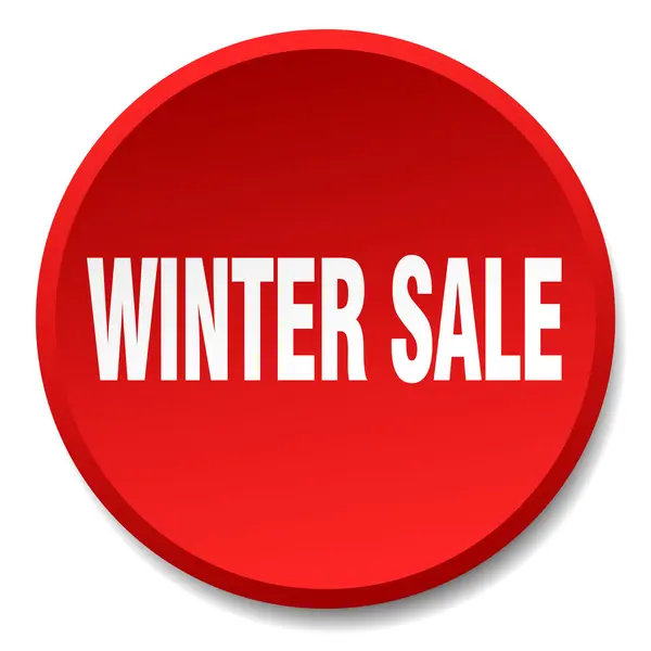 Winter verkoop rode ronde platte geïsoleerde drukknop — Stockvector
