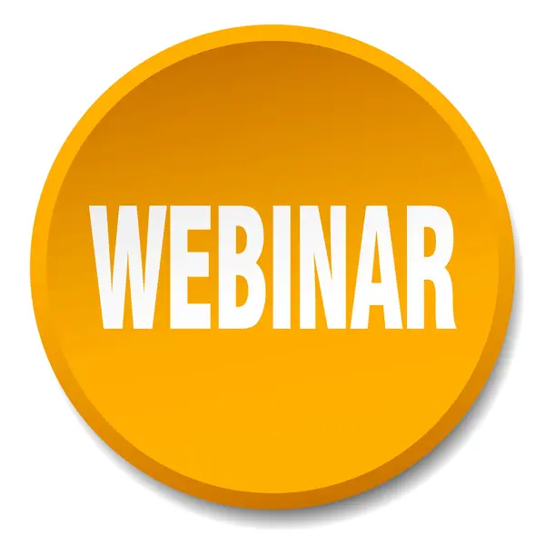 Webinar orange rund flach isolierter Druckknopf — Stockvektor