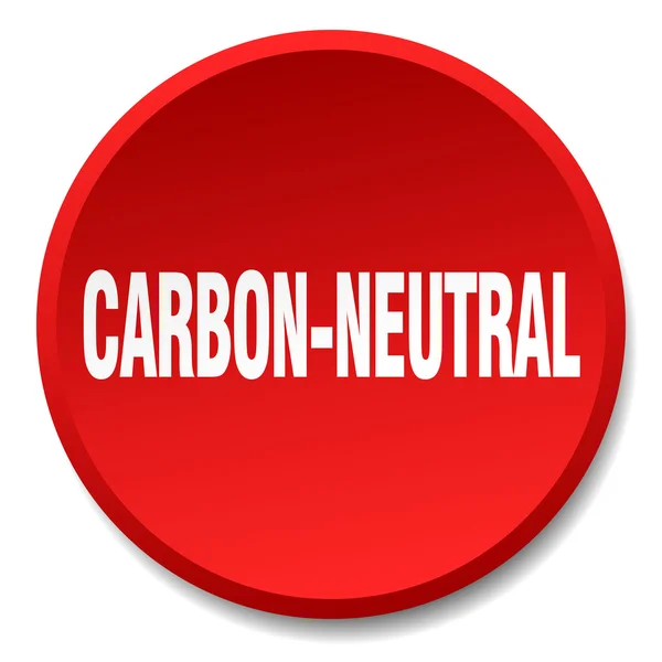 Klimaatneutrale rode ronde platte geïsoleerde drukknop — Stockvector