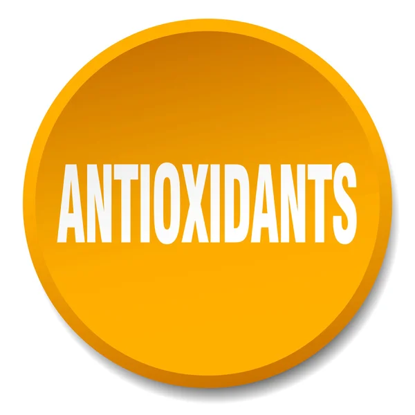 Antioxidanty oranžové kulaté ploché izolované tlačítko — Stockový vektor