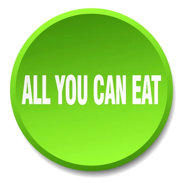 Todo lo que puede comer verde ronda plana pulsador aislado — Vector de stock