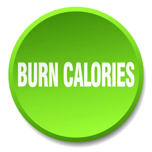Zöld kerek lapos elszigetelt nyomógomb kalóriát éget — Stock Vector