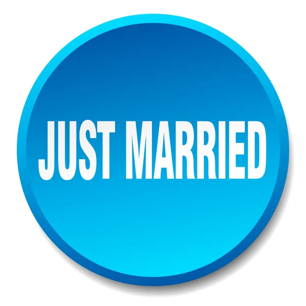 Sadece evli mavi yuvarlak düz düğme izole — Stok Vektör