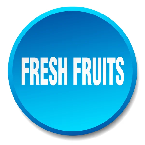 Fresh fruits blue round flat isolated push button — Stock Vector