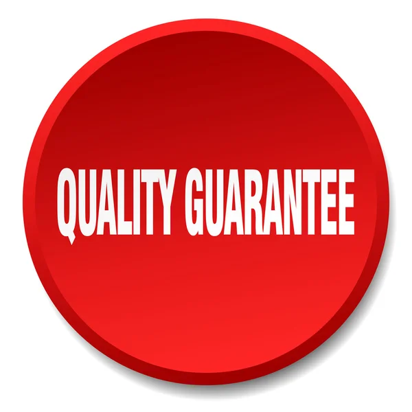 Quality guarantee red round flat isolated push button — Stock Vector