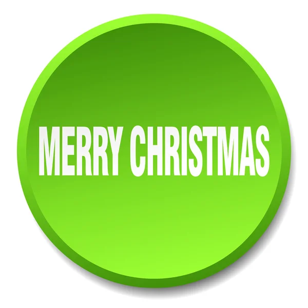 Merry christmas grön rund platta isolerade tryckknapp — Stock vektor