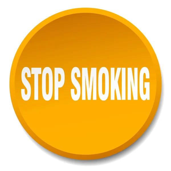 Stoppen met roken van Oranje ronde platte geïsoleerde drukknop — Stockvector