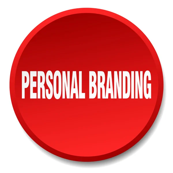 Personal branding red round tombol push terisolasi datar - Stok Vektor