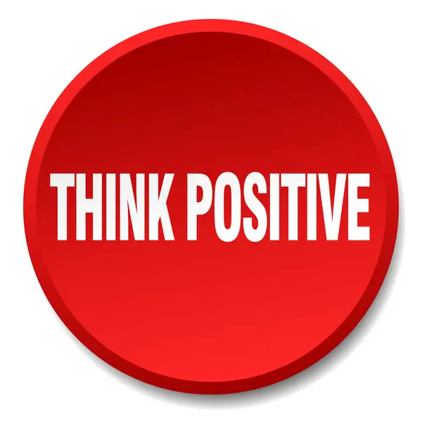 Denk positief rode ronde platte geïsoleerd drukknop — Stockvector