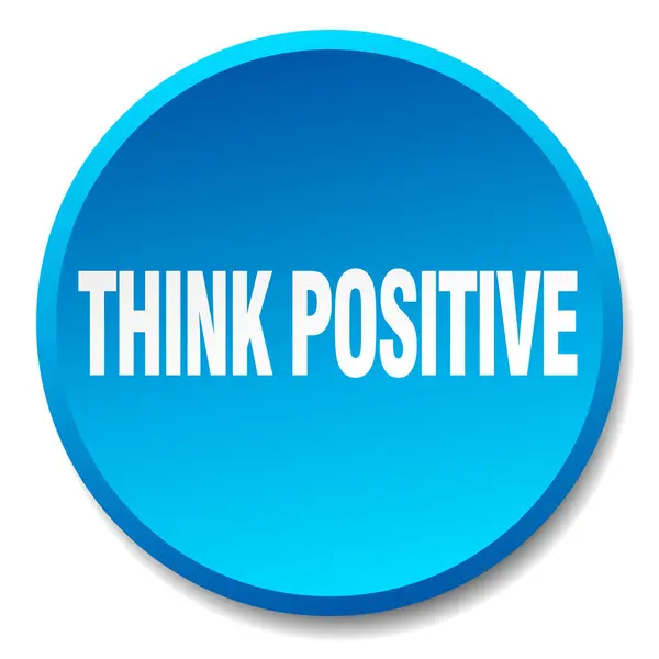 Think positive blue round flat isolated push button — Stock Vector