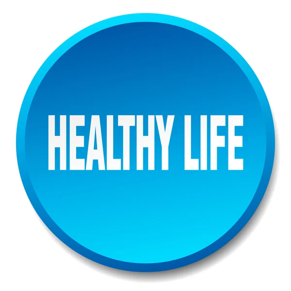 Vida saudável azul rodada plana botão isolado —  Vetores de Stock
