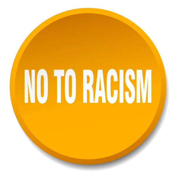 Немає в расизмі помаранчева кругла плоска кнопка ізольована — стоковий вектор