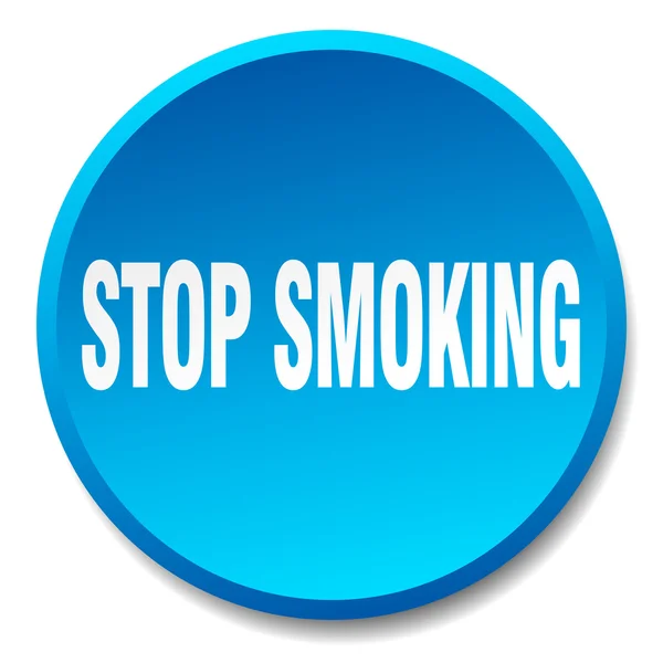Stoppen met roken blauwe ronde platte geïsoleerde drukknop — Stockvector