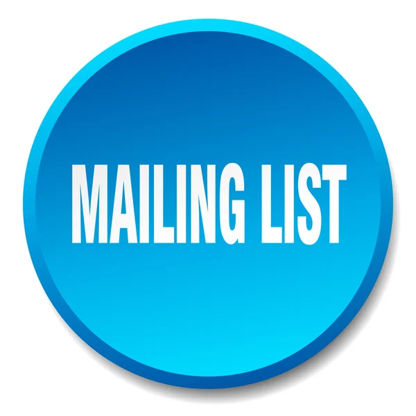 Mailing list bleu rond plat isolé bouton poussoir — Image vectorielle