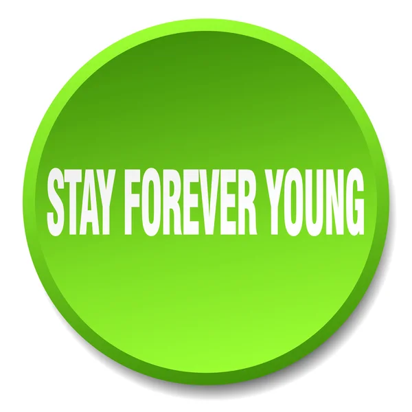 Stay forever young green round flat isolated push button — Stock Vector