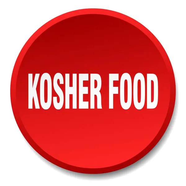 Kosher alimentos rojo ronda plana pulsador aislado — Vector de stock