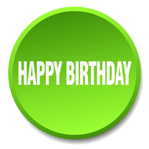 Happy birthday green round flat isolated push button — Stock Vector