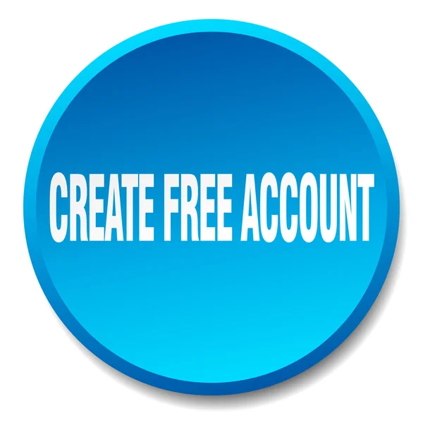 Creare account gratuito blu rotondo piatto isolato pulsante — Vettoriale Stock