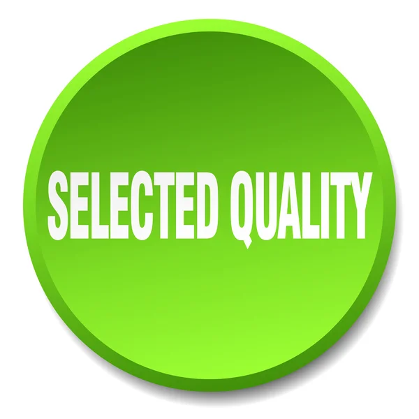 Calidad seleccionada verde ronda plana pulsador aislado — Vector de stock
