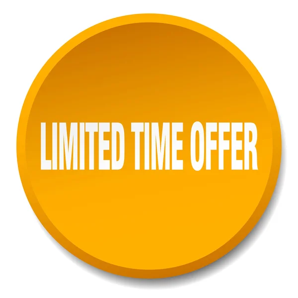 Limited time offer orange round flat isolated push button — Stock Vector