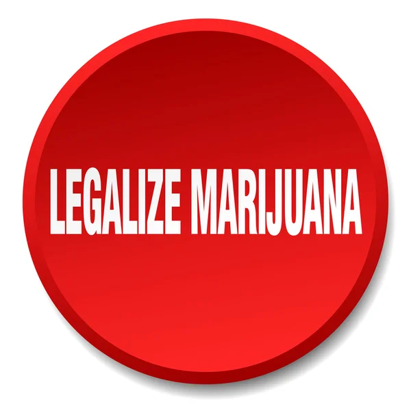 Légaliser marijuana rouge rond plat isolé bouton poussoir — Image vectorielle