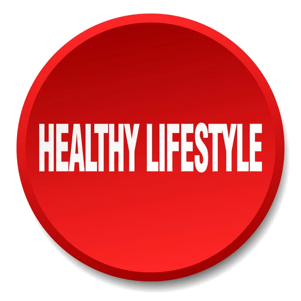 Healthy lifestyle red round flat isolated push button — Stock Vector