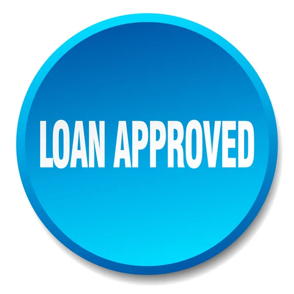 Empréstimo aprovado azul rodada plana botão isolado — Vetor de Stock