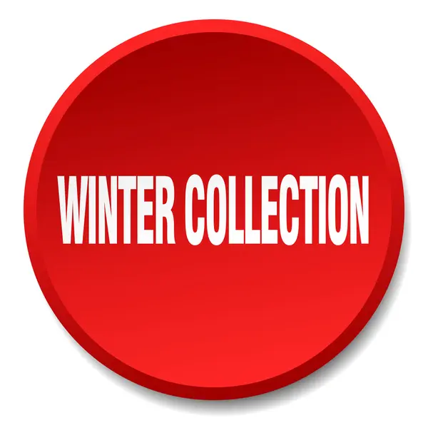 Winter collection red round flat isolated push button — Stock Vector