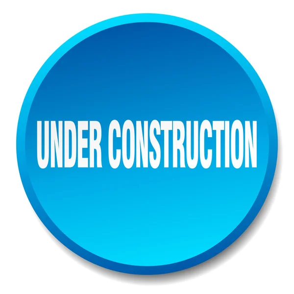 Under construction blue round flat isolated push button — Stock Vector