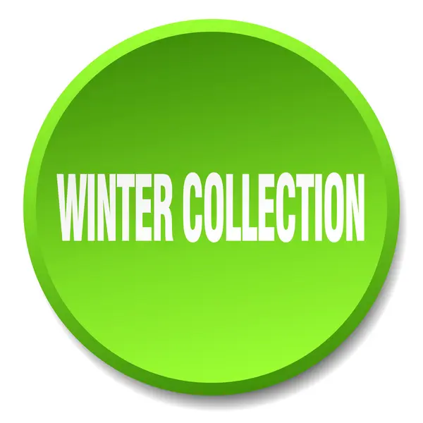 Winter collection green round flat isolated push button — Stock Vector