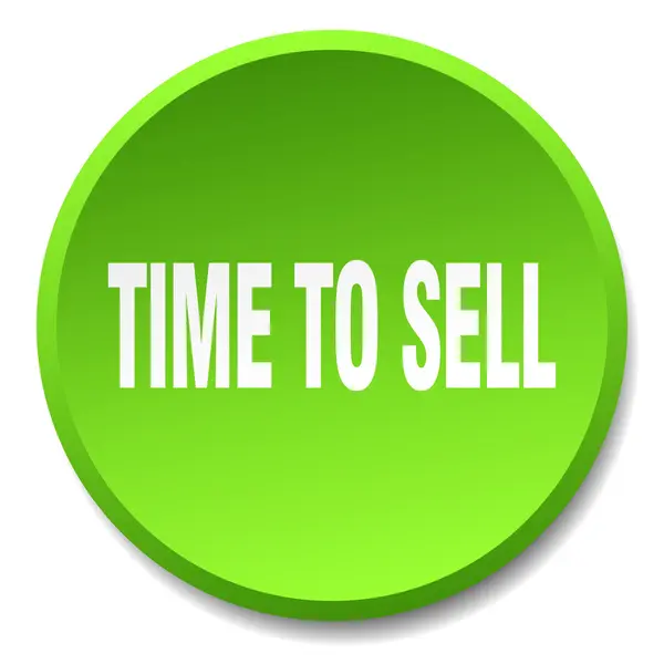 Tempo para vender verde redondo botão isolado plana — Vetor de Stock