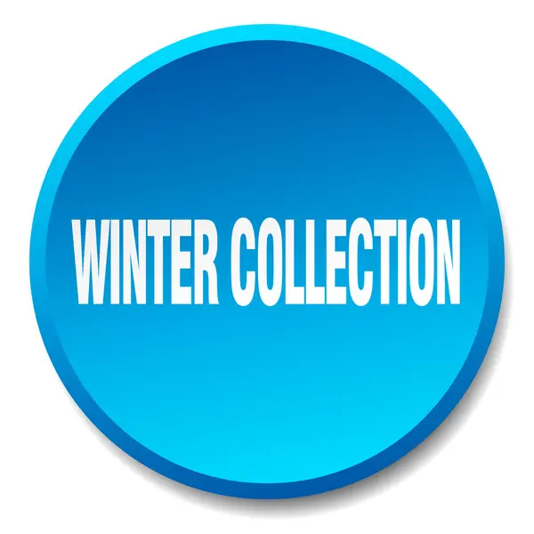 Coleção de inverno azul rodada plana botão isolado — Vetor de Stock