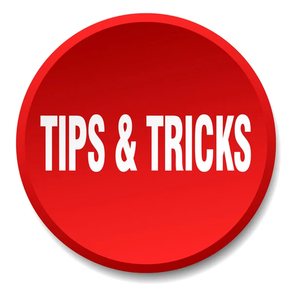 Tips & tricks röda runda platta isolerade tryckknapp — Stock vektor